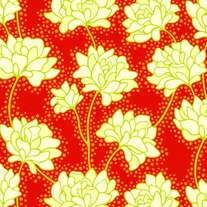Fat Quarter-Pop Garden Peonies in Red/HB07
