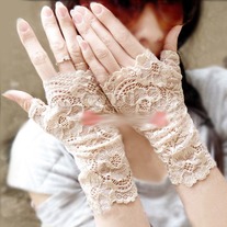 Guantes Encaje Color Carne / Flesh Color Lace Gloves YS196