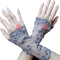 Guantes Encaje Gris / Grey Lace Gloves YS197