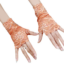 Guantes Encaje Naranja / Orange Lace Gloves YS203