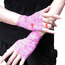 Guantes Encaje Rosa / Pink Lace Gloves YS206