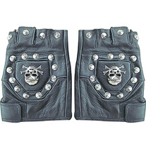 Guantes Cuero Punk Calavera / Skull Punk Leather Gloves YS215