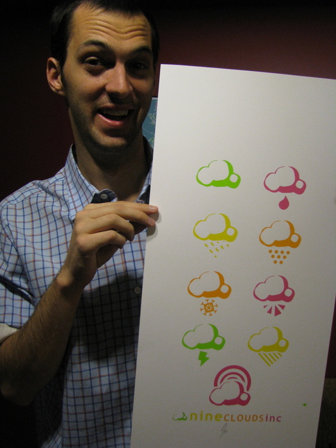 9 Clouds Screenprints - Neon