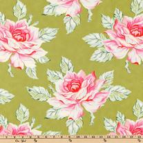 Fat Quarter-Nicey Jane Hello Roses Olive/HB14