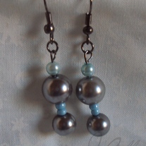 Blue Glass Pearl Earrings