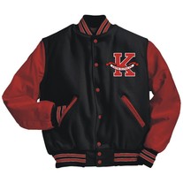 BLACK-KRIMSON WOOL\LEATHER JACKET