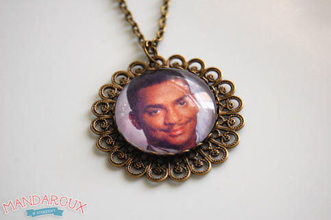 Carlton Banks from The Fresh Prince of Bel Air Antiqued Brass Filigree Necklace