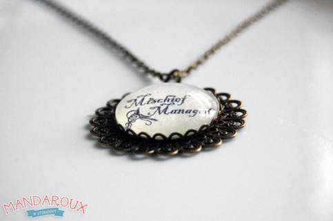 Harry Potter "Mischief Managed" Antiqued Brass Filigree Necklace