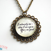 Harry Potter "I Solemnly Swear That I Am Up To No Good" Antiqued Brass Filigree Necklace