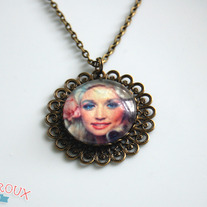 Young Dolly Parton Antiqued Brass Filigree Necklace