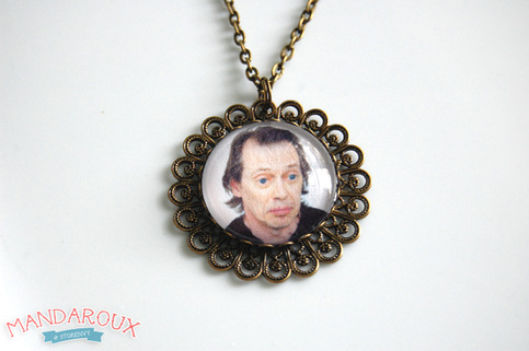 Steve Buscemi Antiqued Brass Filigree Necklace