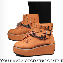 Botas Plataforma Punk naranja o melocoton \ Platform Punk Ankle Boots orange or apricot LS034