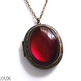  "Ruby Slippers" Large Antiqued Ornate Photo Locket Necklace - Thumbnail 2