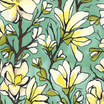 1/2 Yard-Aqua Magnolia Branch CJ4814