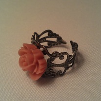 Pink Flower Filigree Ring