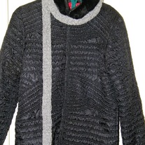Hand Knit Silk Cashmere Rolled Scarf in Pewter Gray