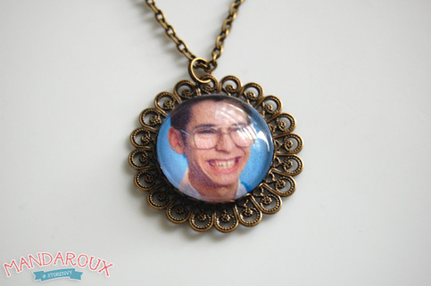 Martin Starr as Bill Haverchuck from Freaks and Geeks Antiqued Brass Necklace