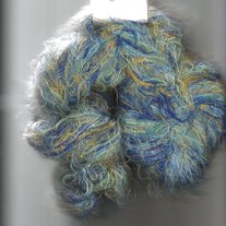Blue Fairy Handspun Eyelash Wool/Polyester Scarf Yarn