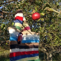 Wooly Stripes and Cotton Dots Upcycled Sweater Purse