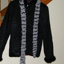 Ruffled Scarf Hand Knit in Glacier Blues and Grays