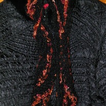 Black and Copper Hand Knit Ruffled Poet's Scarf