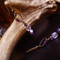 Victoriana Purple and Brass Dangle Earrings