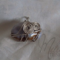 Wire Wrapped Blue & Brown Stone