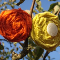 Golden Dreams, Orange Beams Rosette Clip: Upcycled Tshirt Hair Clip