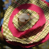 Aunt Dot: Upcycled Pink & Green Tweed Hair Clip/Pin