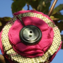 Pep Rally Fun: Pink and Green Tweed Hair Clip/Pin