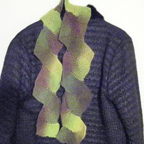 Fern Green Hand Knit Zig Zag Scarf