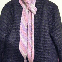 Hand Knit Lilac Chevron Scarf with Tassels
