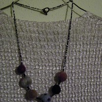 Taupe Blue Purple Felt Bead Shepherd's Pearls Necklace OOAK