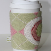 Green Argyle Recycled Wool Coffee Cardigan