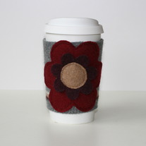 Big Flower Recycled Wool Coffee Cardigan
