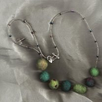 Dragon Fly Teal Felt Shepherd's Pearl Necklace OOAK
