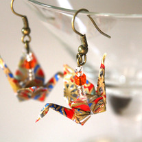 Origami Earrings - Red/Gold01