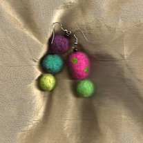 Felt Dangle Earrings with Black Seed Beads
