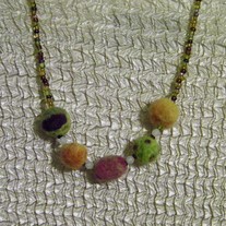 Lime and Orange Sherbet Felt Bead Necklace