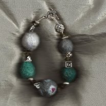 Celtic Gray n' Teal Felt Bead and Silver Bracelet Bracelet