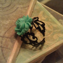 Teal Flower Filigree Ring