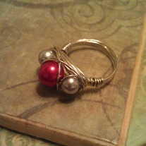 Red & Grey Wire Wrapped Ring