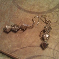 Silver 3 Bicone Earrings