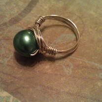 Green Wire Wrapped Ring