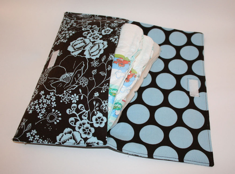 Diaper Clutch - Chocolate and Blue