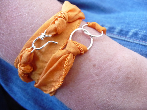 INFINITY // silk wrap bracelet _ orange & sterling