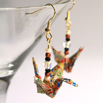 Origami Earrings - Red/Gold02