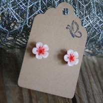 Red Hawaiian Cabochon Earrings