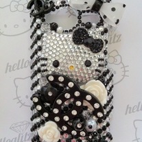 3D Hello Kitty Black & Silver Bling HTC Evo Shift Case