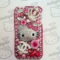 3D Hello Kitty Pink & Silver Bling iPhone Case